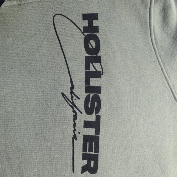 Hollister California Mens Large Sage Green Pullover Hoodie Vertical Script Logo - Picture 3 of 8